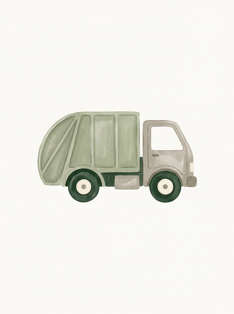 Minimalist Nursery Garbage Truck Art
