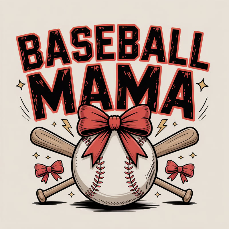 Hand-Drawn Baseball Mama T-Shirt Design