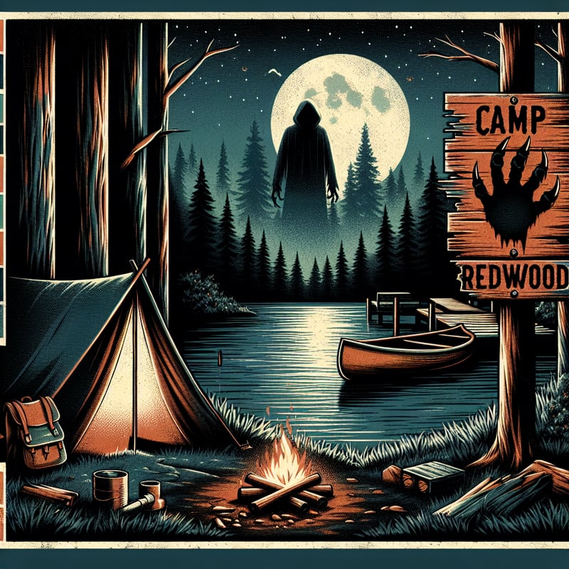Retro Horror Campground Scene