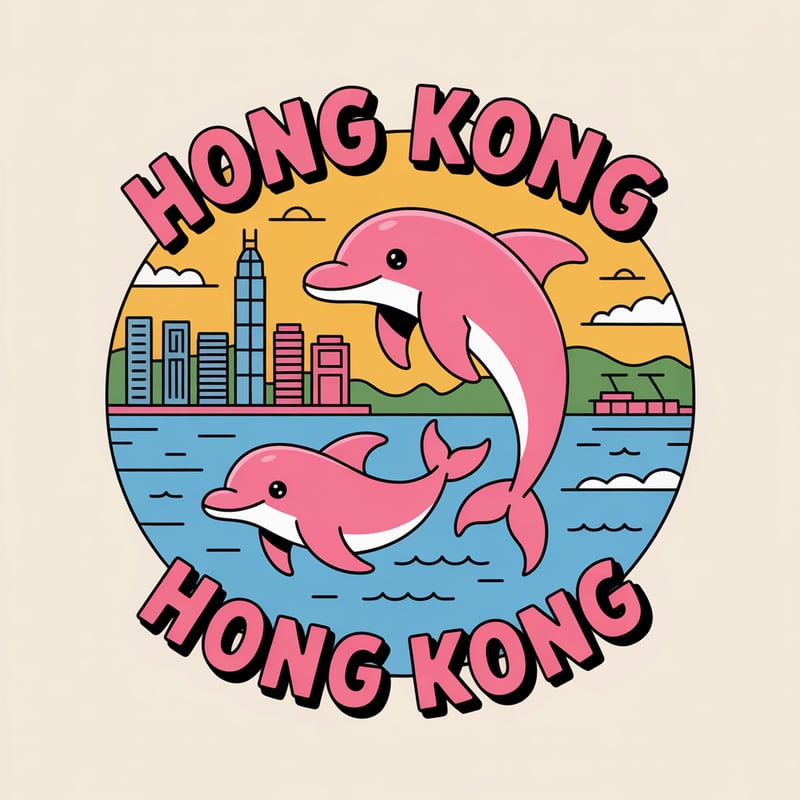 Pink Dolphins Cartoon Badge