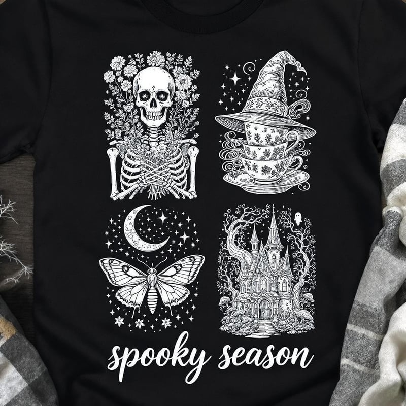 Spooky Season Black T-Shirt Design