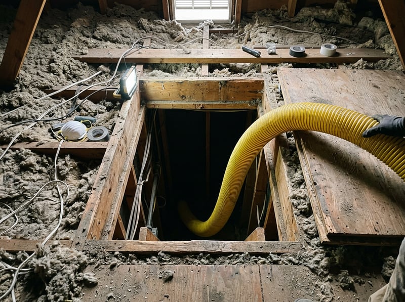 Attic Hatch with Yellow Hose