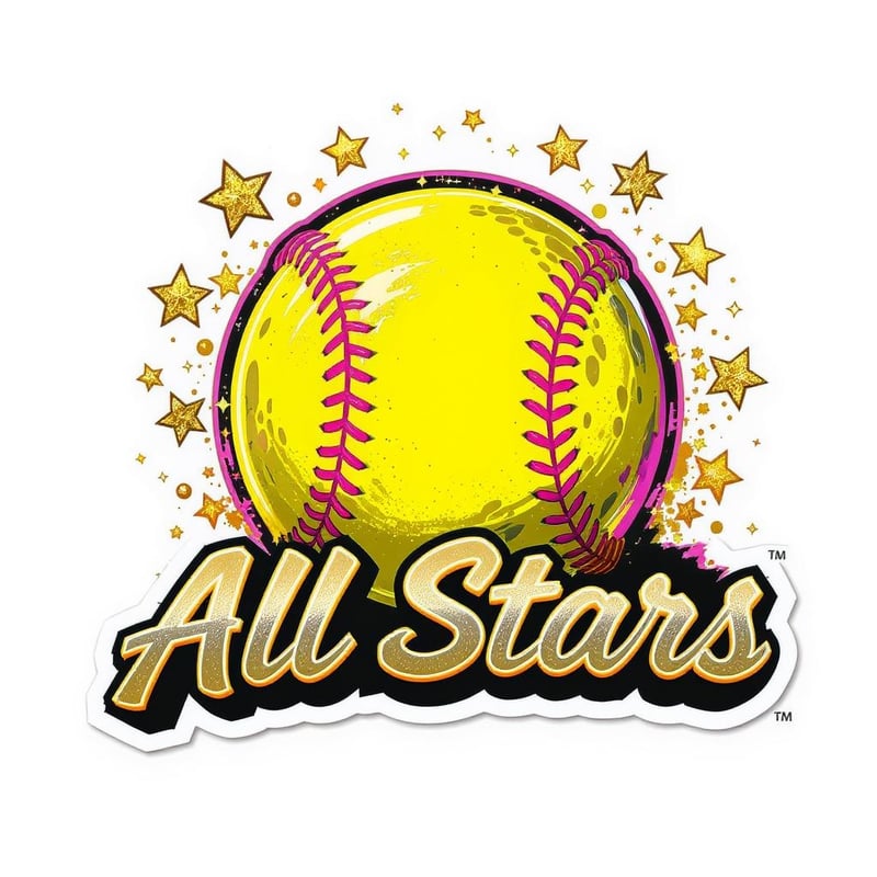 Stylized Yellow Softball Sports Logo