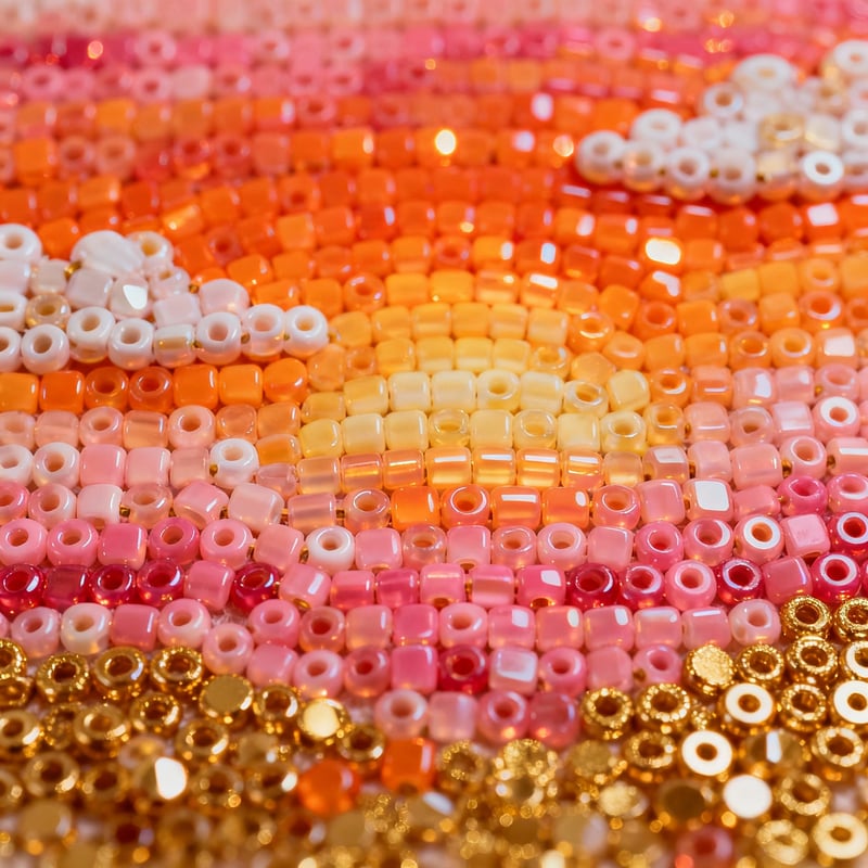 Seed Bead Sunset Art