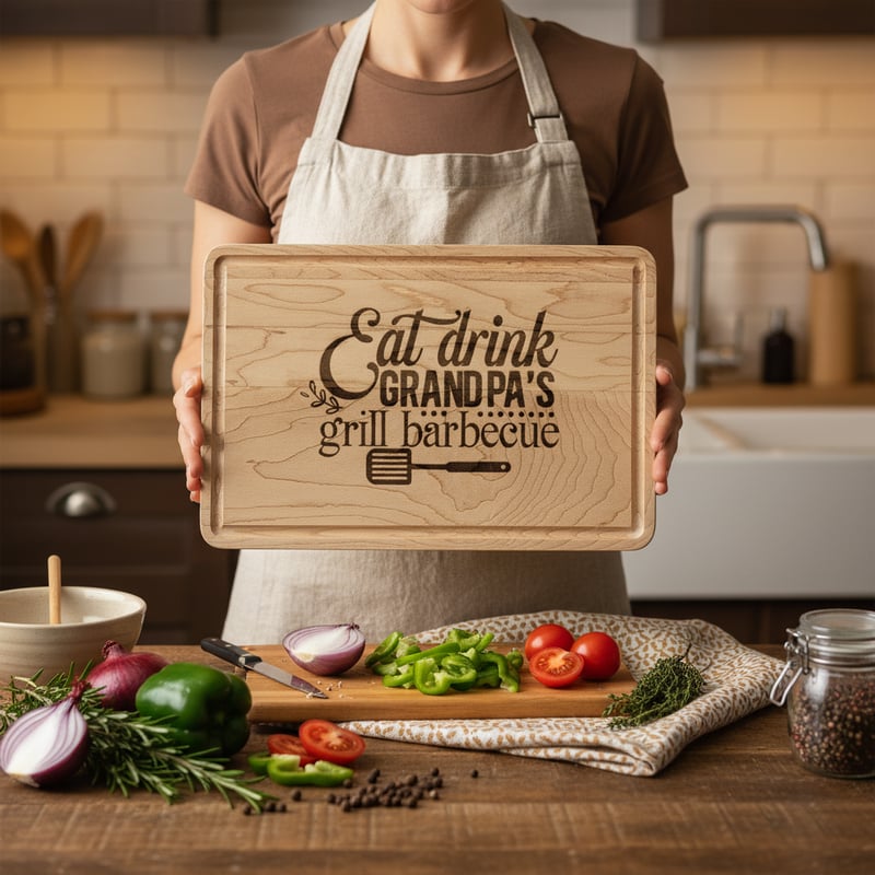 Engraved Board in Cozy Family Kitchen