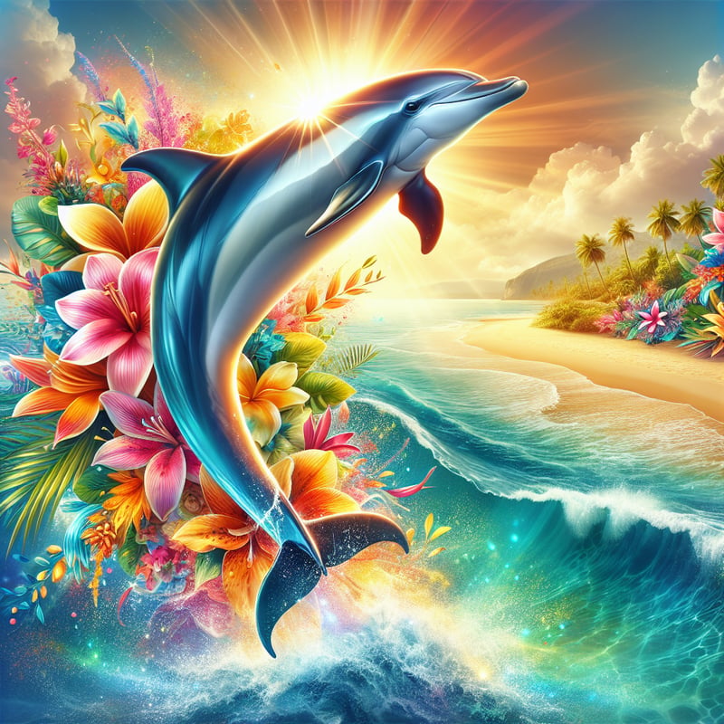 Dolphin Jumping in Tropical Ocean