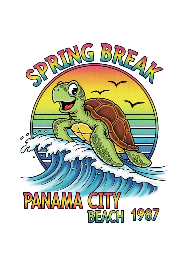 1980s Cartoon Turtle Spring Break Tee