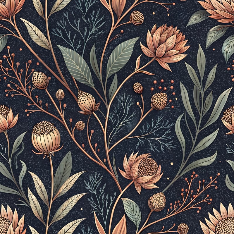 Elegant Dark Botanical Pattern