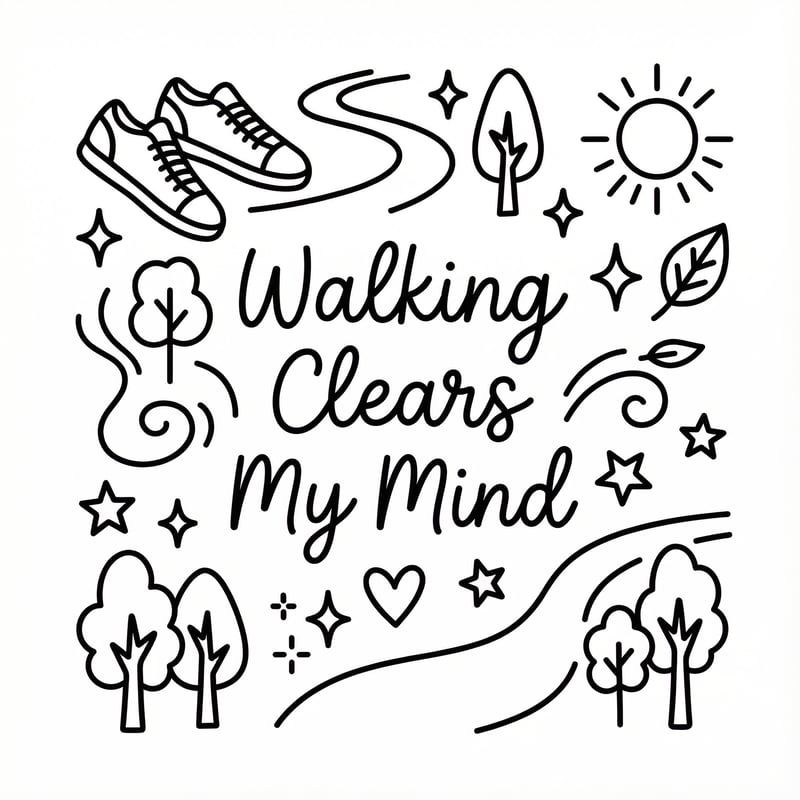 Walking Themed Monoline Doodle Art