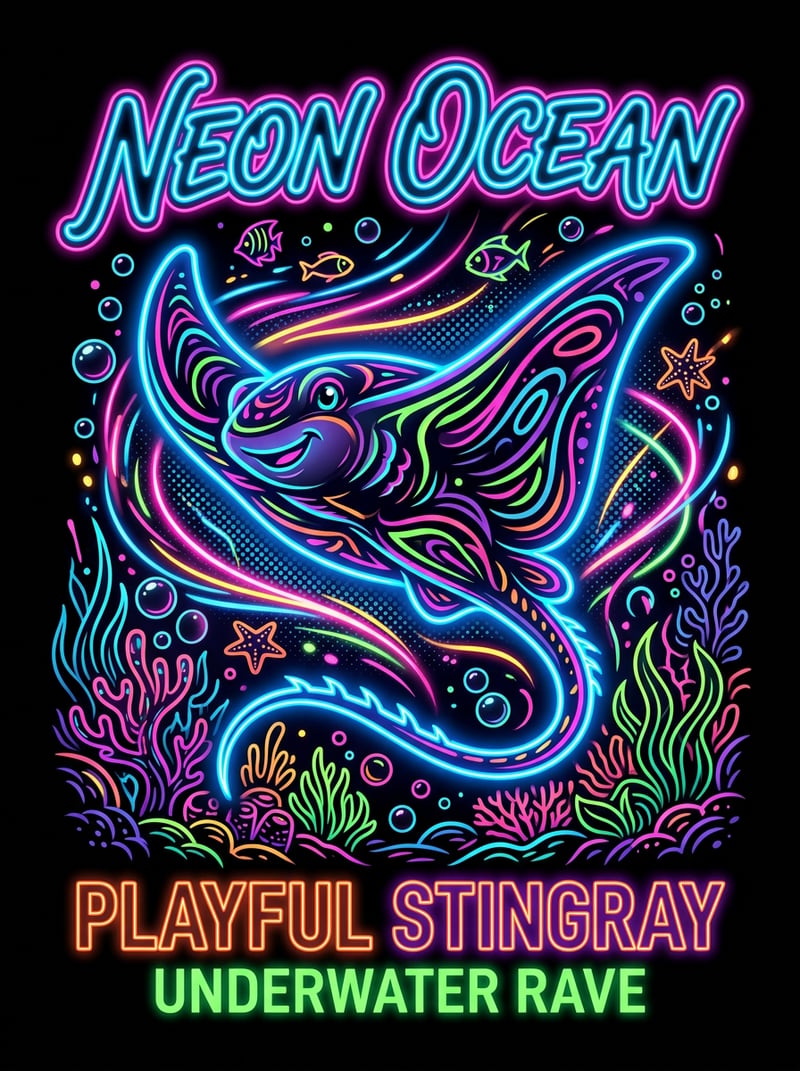 Neon Stingray T-Shirt Design