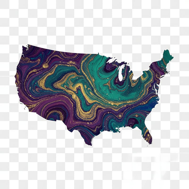 Abstract Marble US Map Silhouette