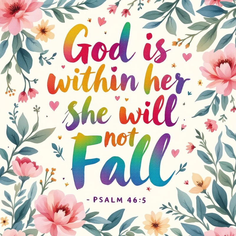 Rainbow Gradient Psalm 46:5 Quote Art