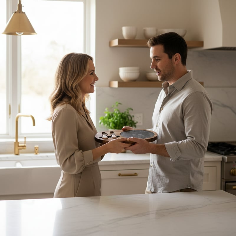 Couple Exchanging Engraved Cheese Board