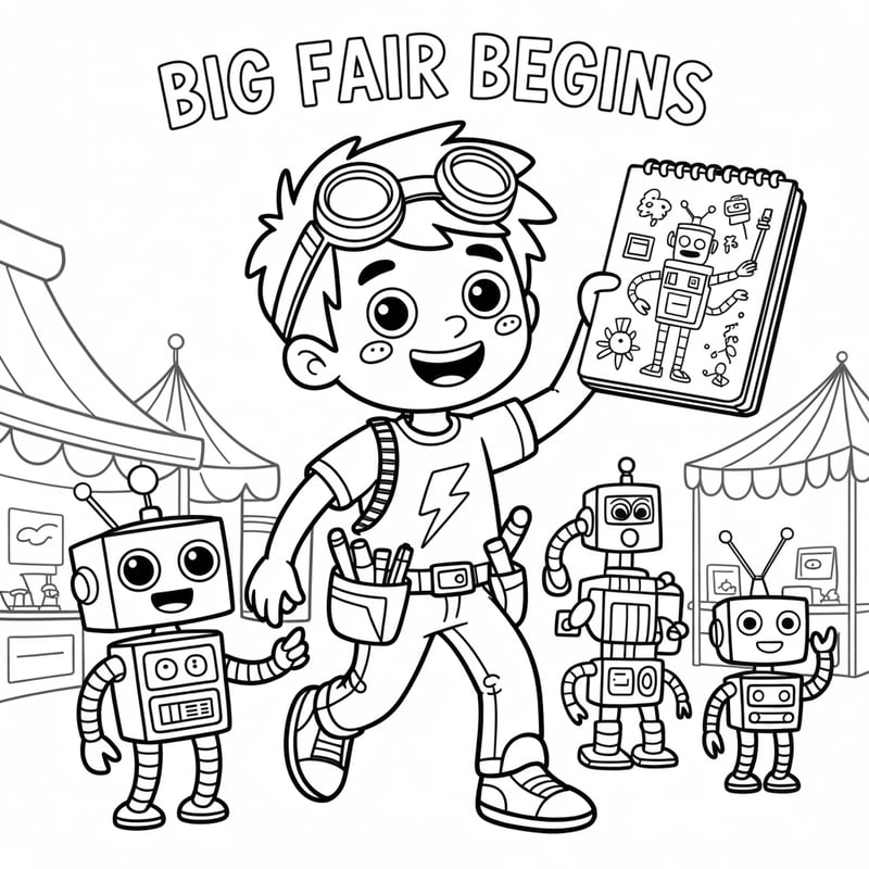 Max and Robot Team Coloring Page