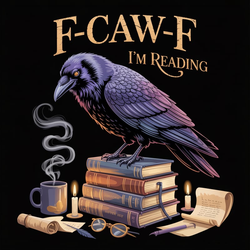 Realistic Raven Reading Illustration