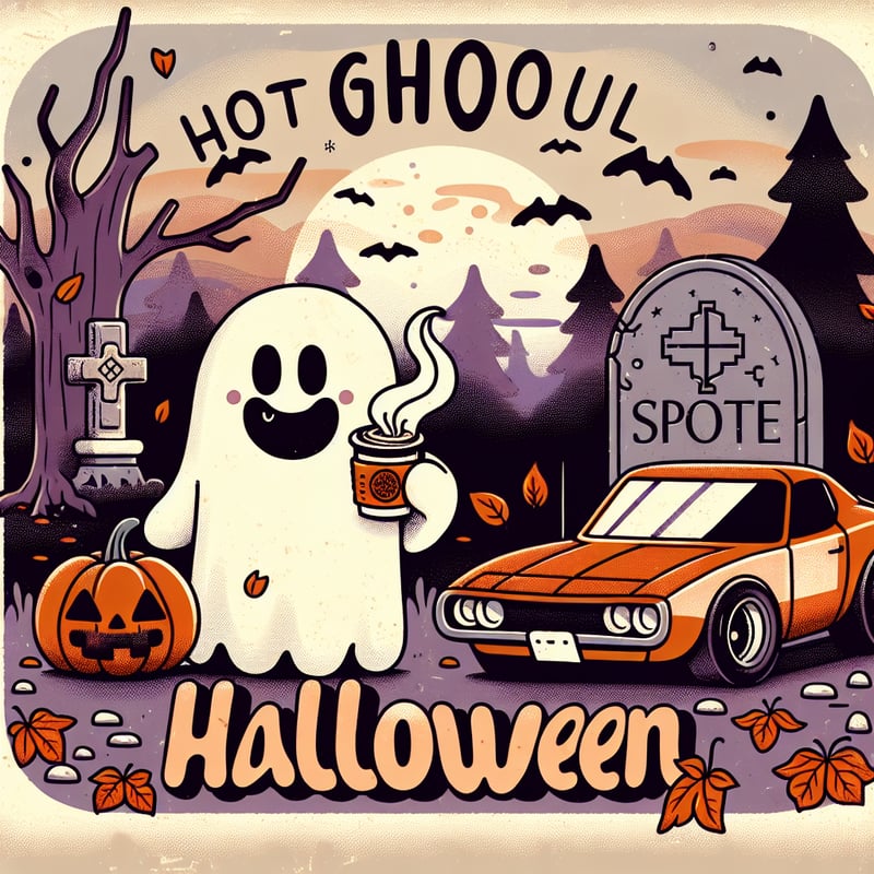 Retro Halloween Ghost Cartoon