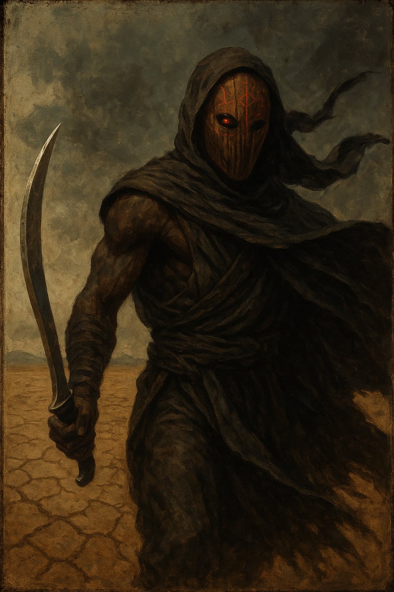 Masked African Assassin with Curved Blade