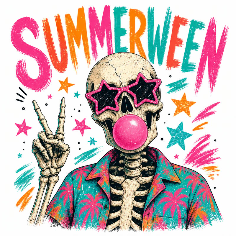 Summerween Skeleton Sublimation Clipart