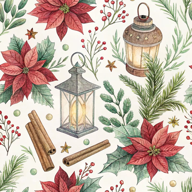 Cozy Holiday Watercolor Pattern