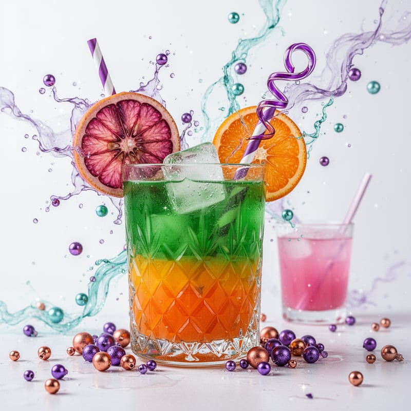 Colorful Layered Cocktail with Citrus Garnish