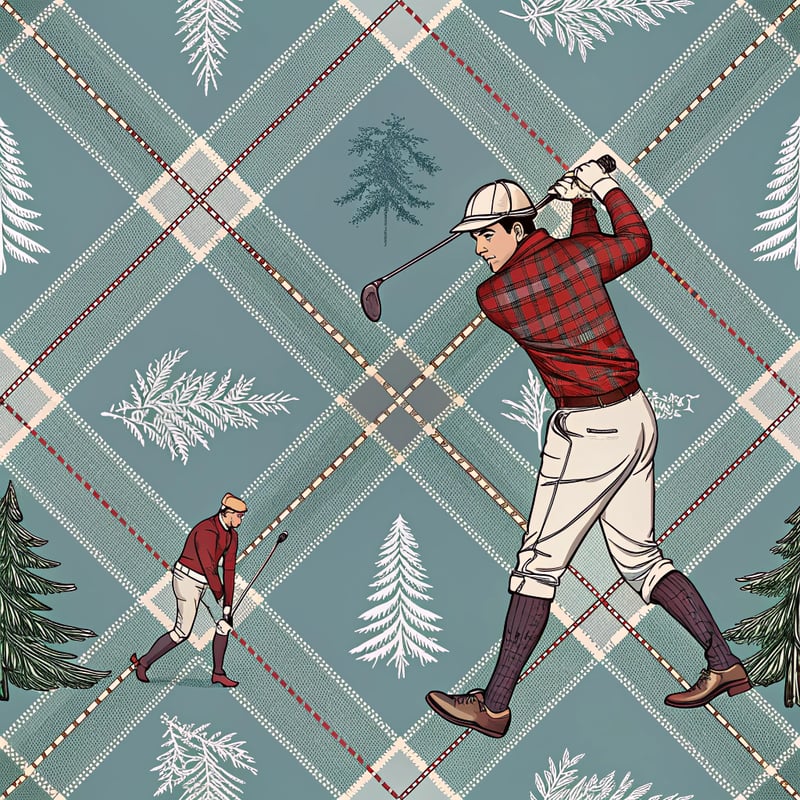 Vintage Golf Christmas Pattern