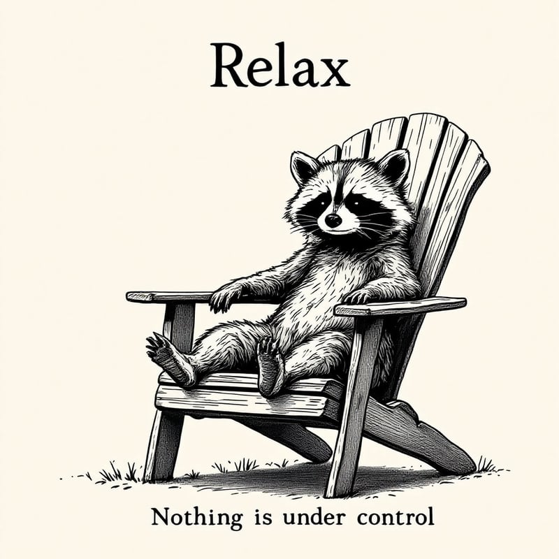 Relaxing Raccoon in Adirondack Chair