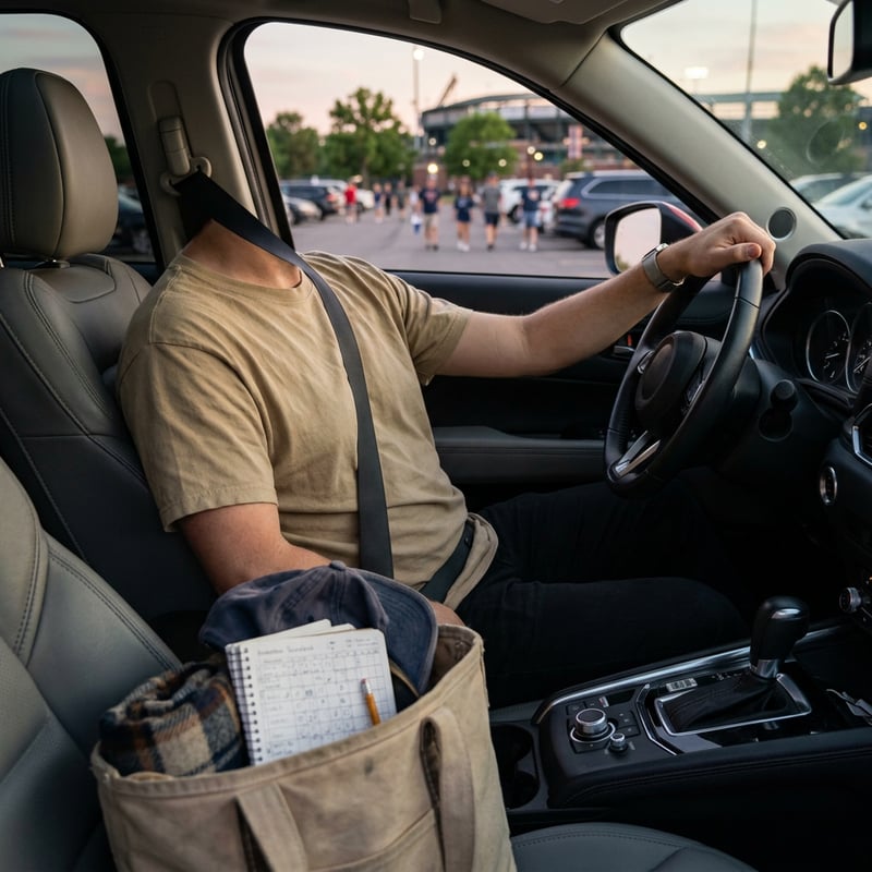 Photorealistic Khaki T-Shirt in SUV