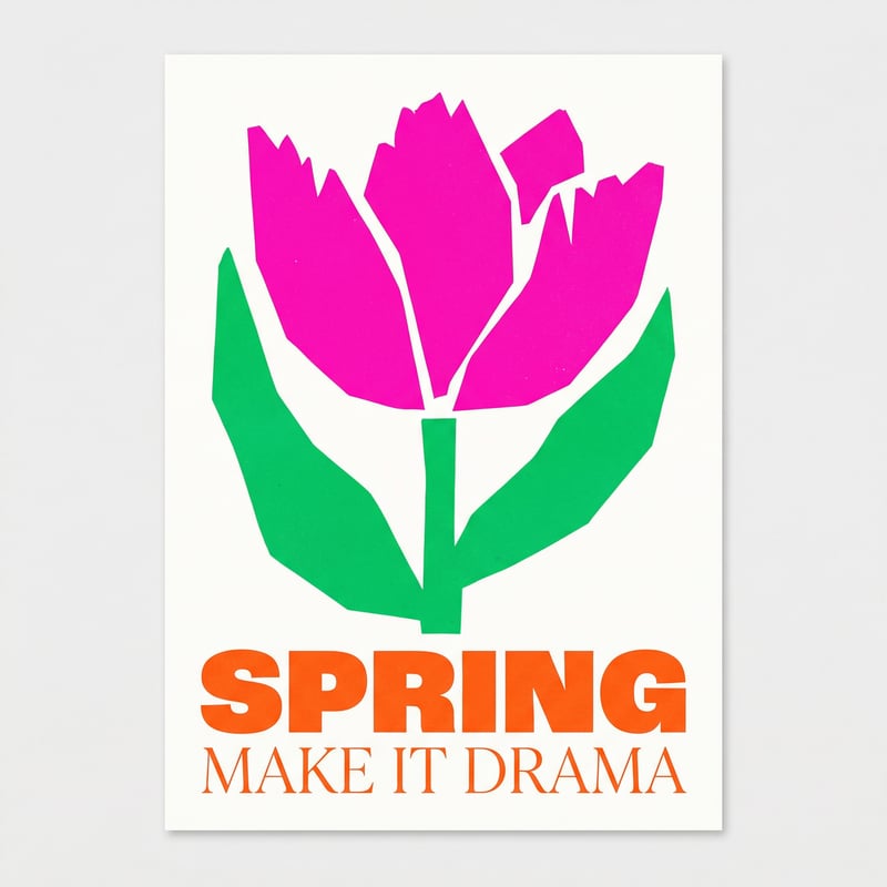 Neon Tulip Pressed-Flower Graphic