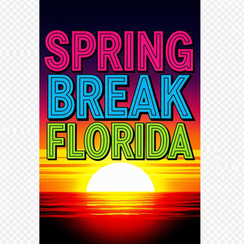 1984 Spring Break Neon Poster