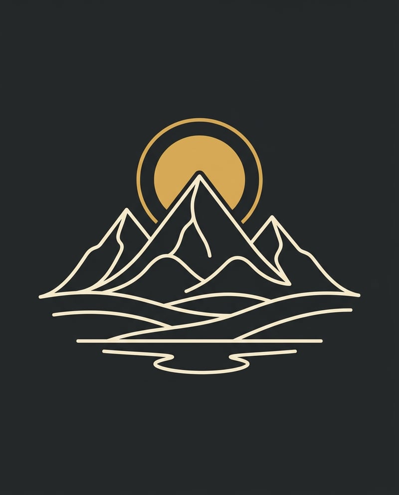 Minimalist Mountain Sunrise Design
