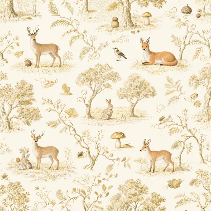 Seamless Woodland Toile de Jouy Pattern