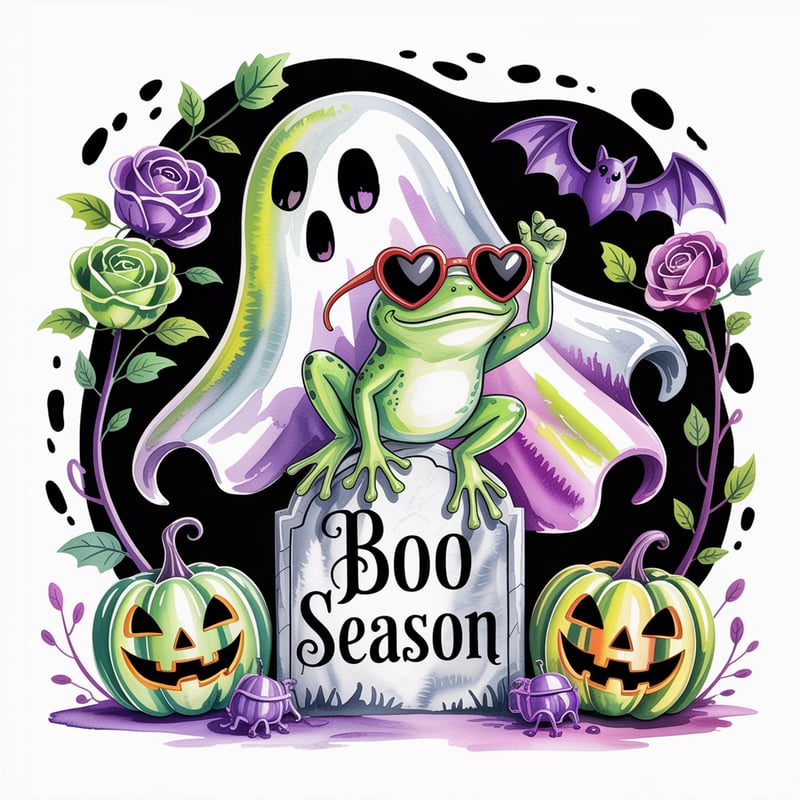 Cute Frog with Halloween Elements
