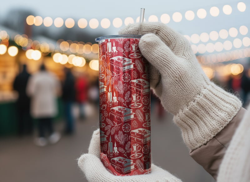 Cozy Hands Holding Red Skinny Tumbler