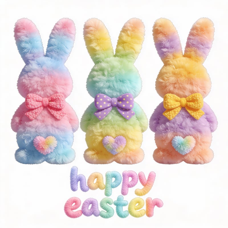 Colorful Fluffy Easter Bunny Clipart