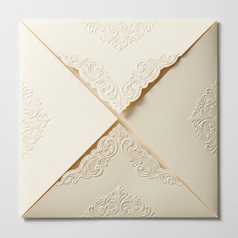 Elegant Square Envelope with Embossed Brocade