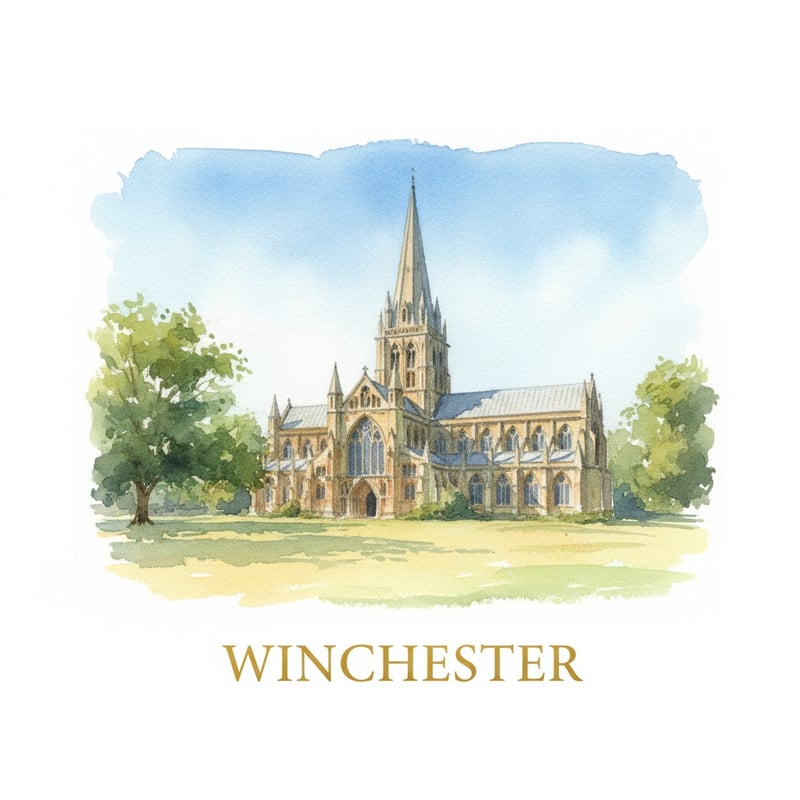 Watercolor Painting of Winchester Cathedral