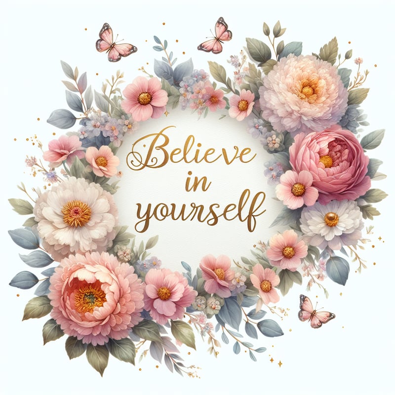 Pastel Floral Wreath with Inspirational Quote