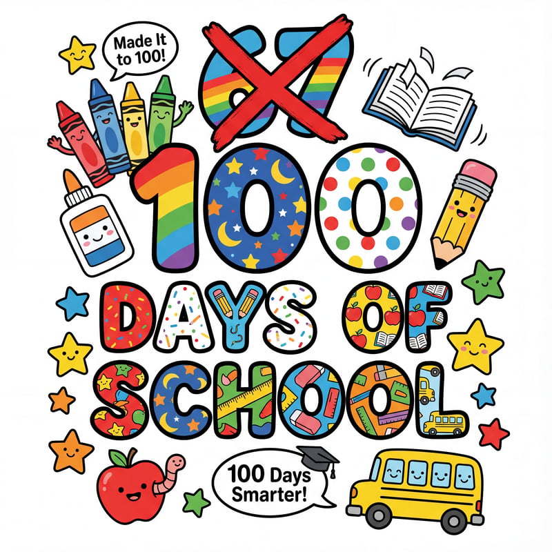100 Days of School Vector Design