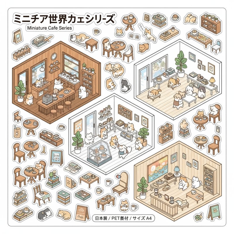 Isometric Miniature Café Stickers