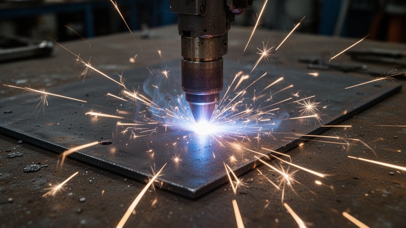Macro Shot of Metal Plasma Cutter Sparks