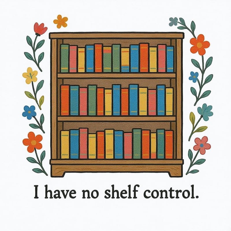 Bookshelf with Floral Design and Quote