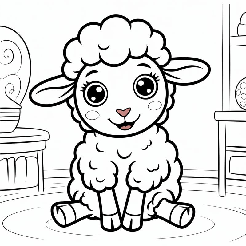 Cute Animated Sheep Illustration