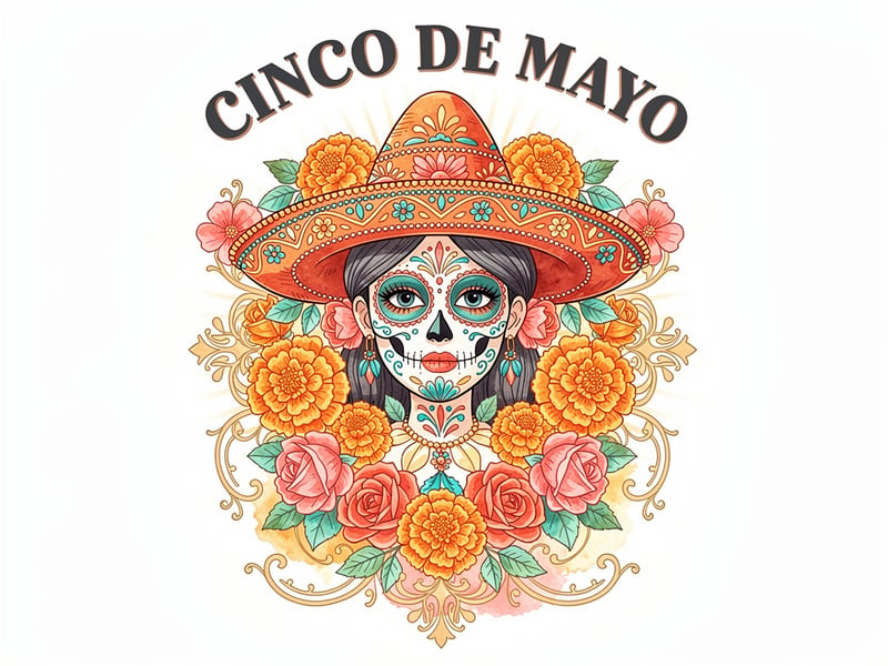 Luxury Cinco de Mayo Sugar Skull Art