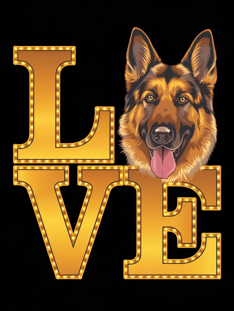 Bold LOVE with German Shepherd Vector