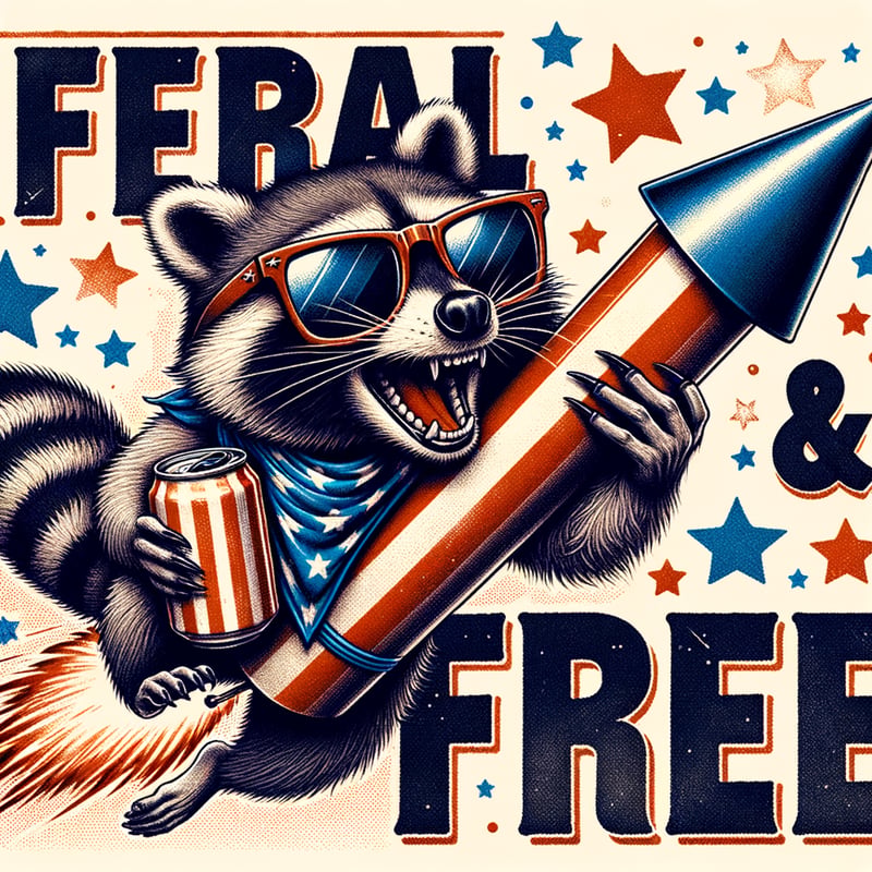 Chaotic Raccoon on Firework Rocket
