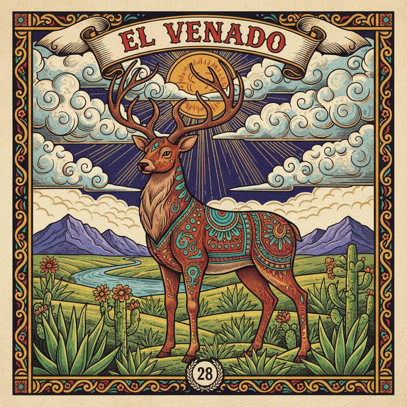 Mexican Lotería El Venado Illustration