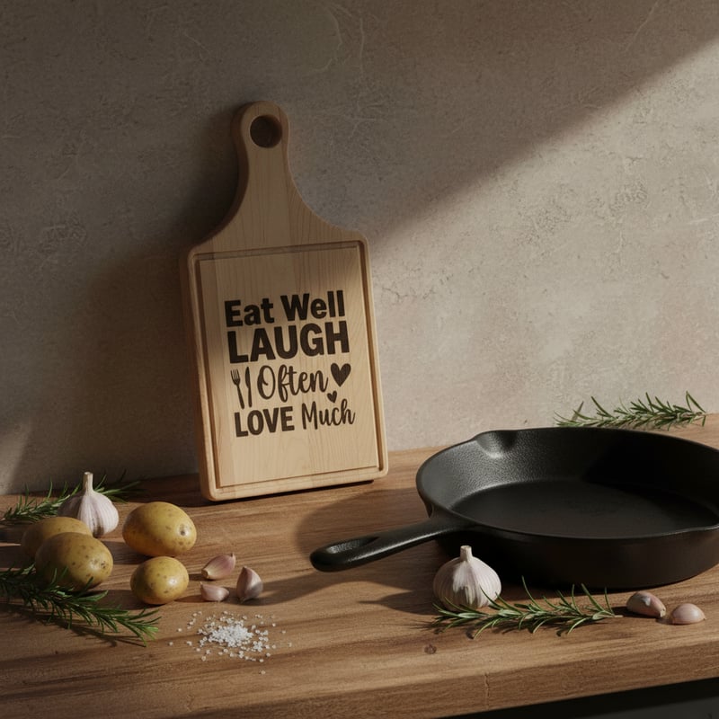 Rustic Kitchen Scene with Wooden Board