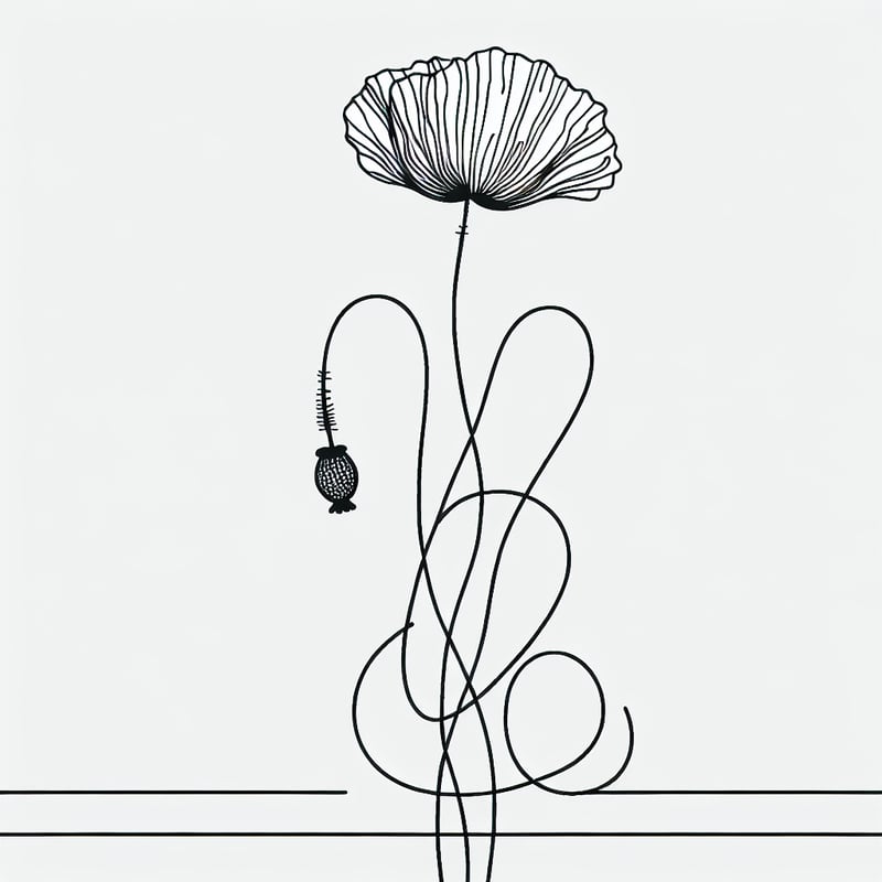 Minimalist Single Poppy Line Art
