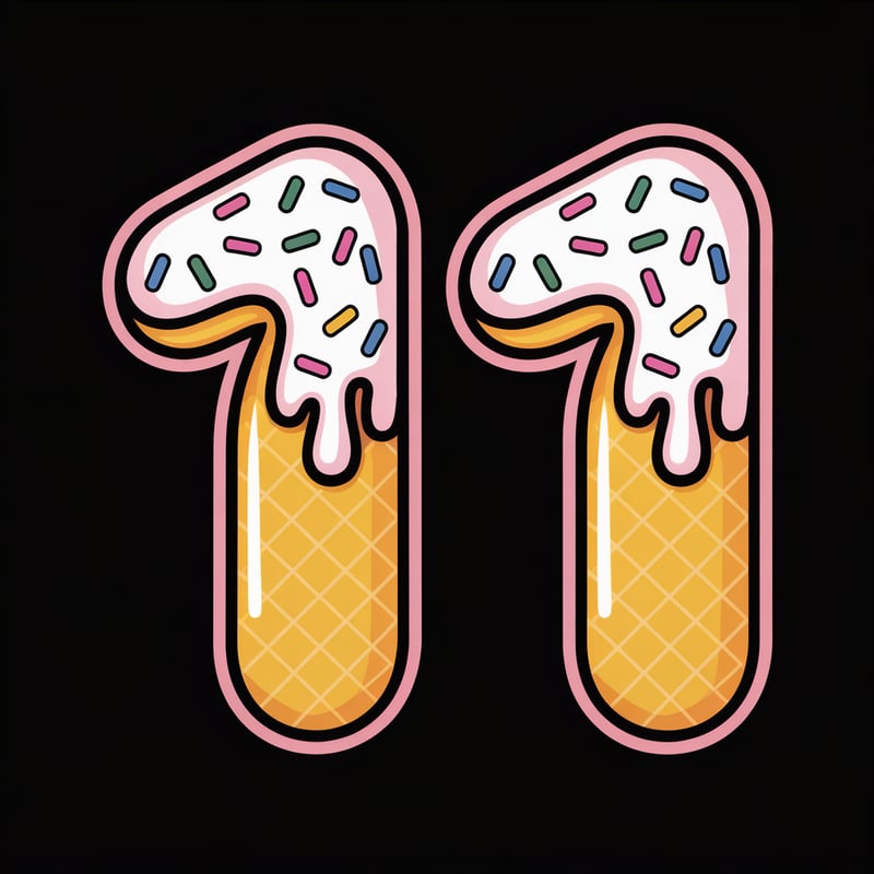 Cartoon Donut Number 11 Illustration