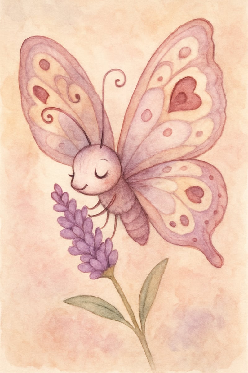 Whimsical Butterfly on Lavender Flower